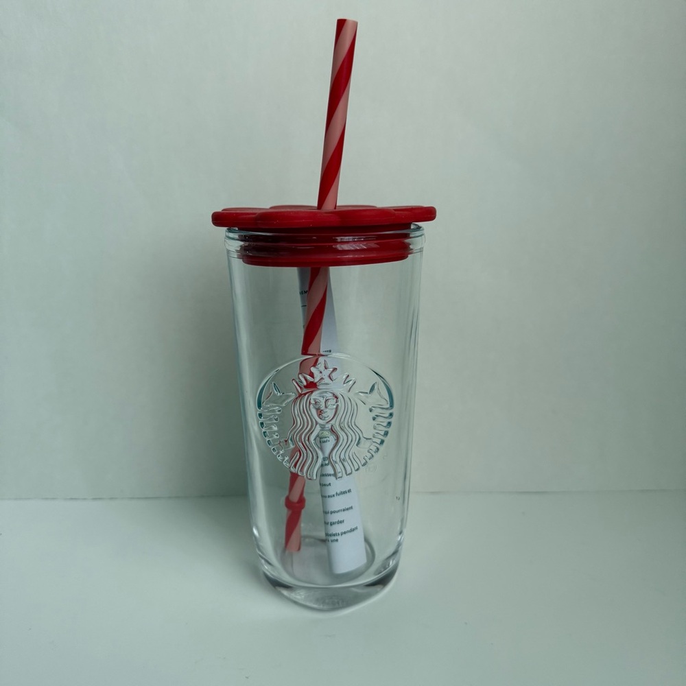 Starbucks Valentine Glass Heart Shape 16oz Cold Cup